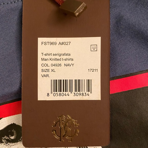 ROBERTO CAVALLI Men’s Eagle Head T-Shirt in Blue - Picture 8 of 9